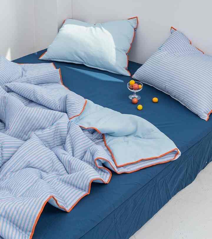 デミュアストライプ抗菌 夏薄綿入掛け布団［5色］