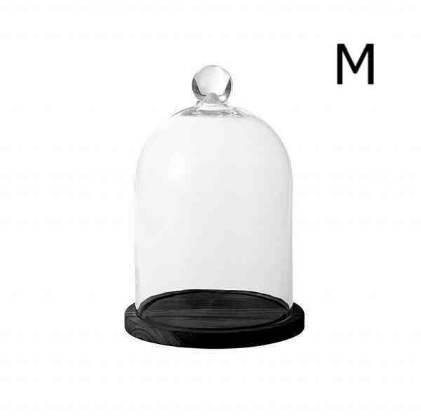 ガラスドーム M ブラック 木製 ガラス［3サイズ］