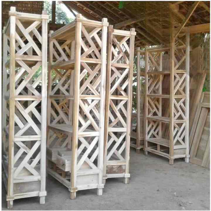 Rak Buku Kayu Jati - customize pattern
