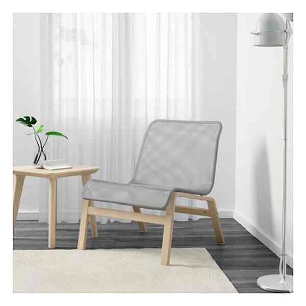 NOLMYRA Kursi malas, veneer kayu birch/abu-abu