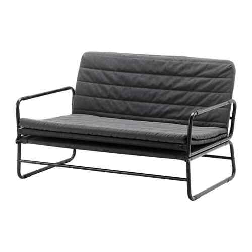 HAMMARN Sofa tempat tidur, knisa abu-abu tua/hitam, 120 cm