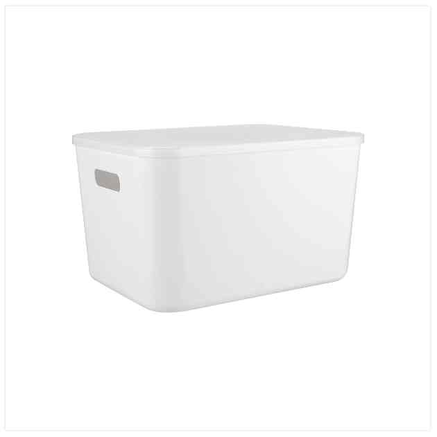 Easy pull storage bin with LID