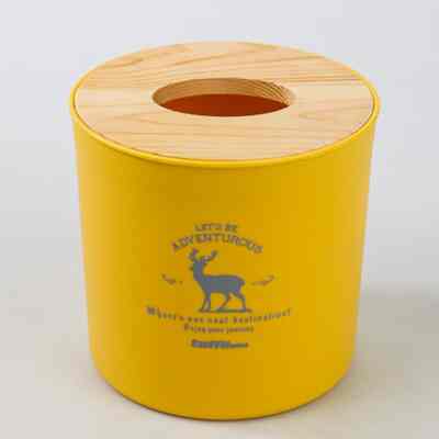 Kotak Tisu Kayu - Tabung Kuning