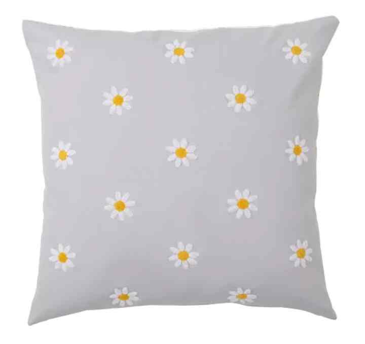 NATTSLÄNDA Cushion cover, floral pattern grey/white, 50x50 cm