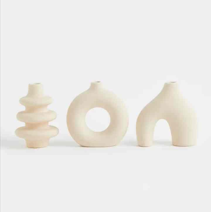 ストーンウェアフラワーベース 3個セット ミニ