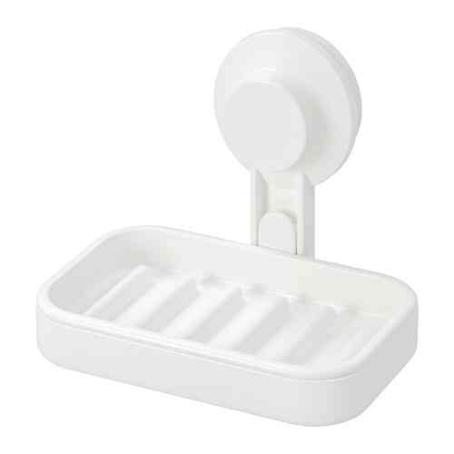 TISKEN Soap dish with suction cup, white
