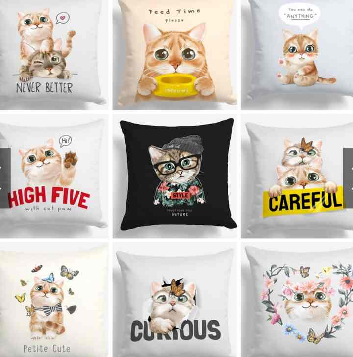 Bantal Sofa – Kucing Lucu / Cute Cat / Kitty Lover Ukuran 40x40 cm