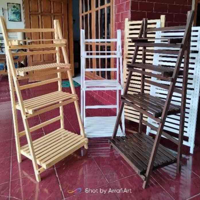 rak sepatu rak kayu lipat serbaguna