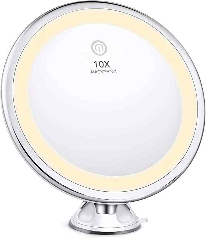 10倍拡大鏡 3色調光 LED 卓上ミラー