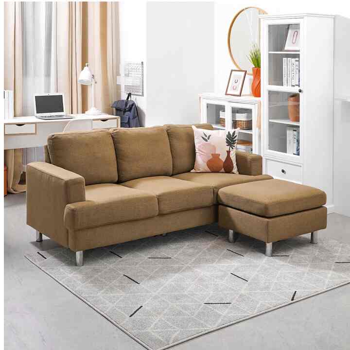 Carvel Sofa L Sectional Fabric - Cokelat