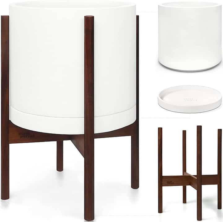 Mid Century Plant Stand with Pot