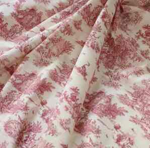 トワルドジュイ 田園 （オフホワイト×ワイン） フランス製　輸入生地