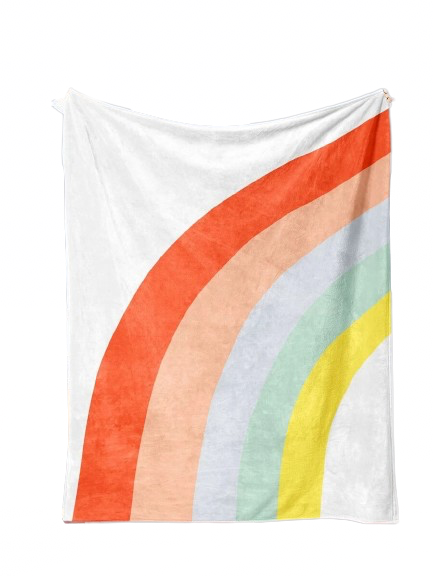 レインボープリント フランネルブランケット