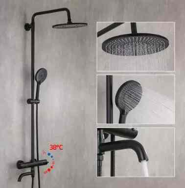 Shower Tiang Set Column Mandi Rain Shower Black Mixer