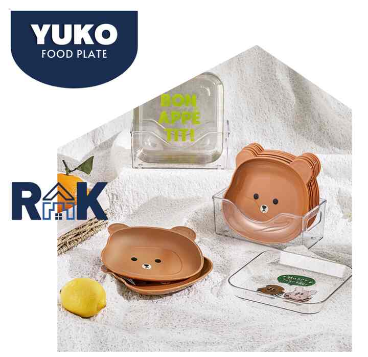 YUKO Piring Plastik, Varian Coklat 1 Set