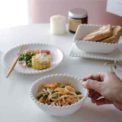 Bisky Piring Mangkok Keramik Putih