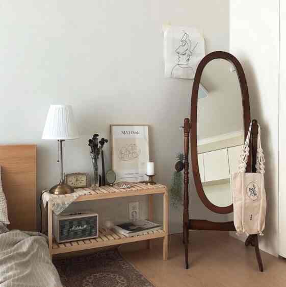 Cermin Putar 360 Derajat, Walnut