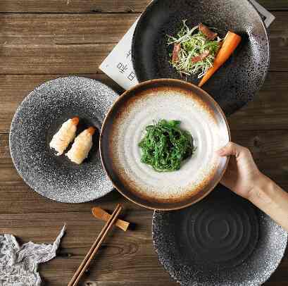 Rustic Ceramic Salad Plate 8 inch 9 inch 10 inch / Dining Plate / Piring Keramik / Piring Makan Jepang