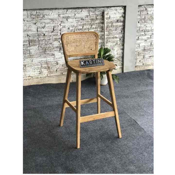 kursi bar rotan kayu jati