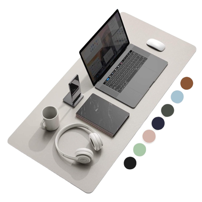 Leather Desk Mat - Abu-abu