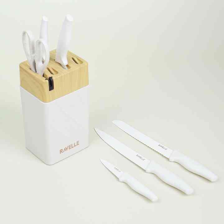 RAVELLE Pisau Dapur Anti Lengket 7 in 1 Set - Royal Block Knife Set
