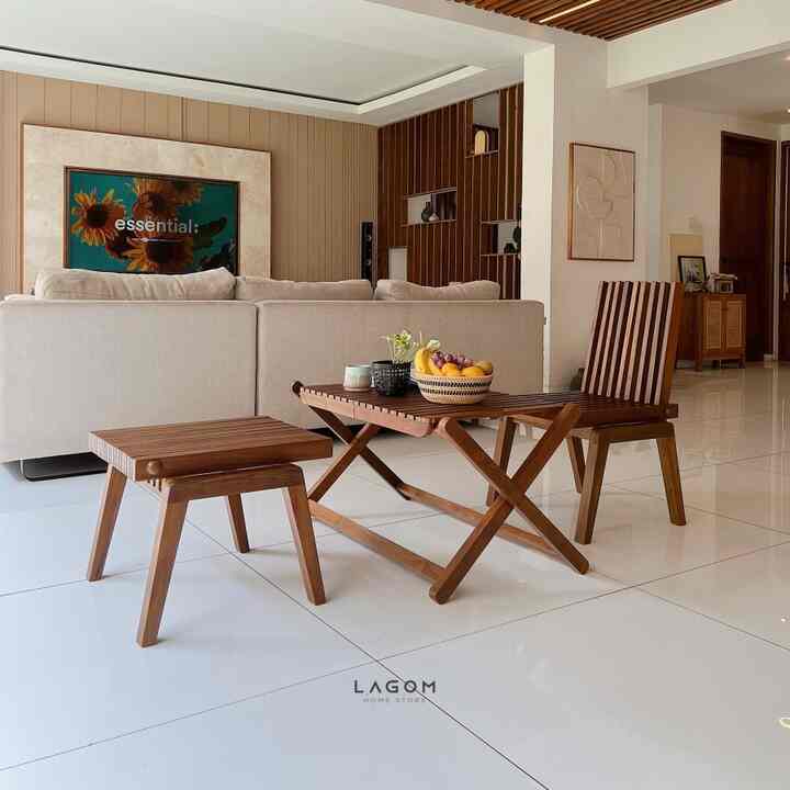 Meja Kursi Lipat Kayu Jati