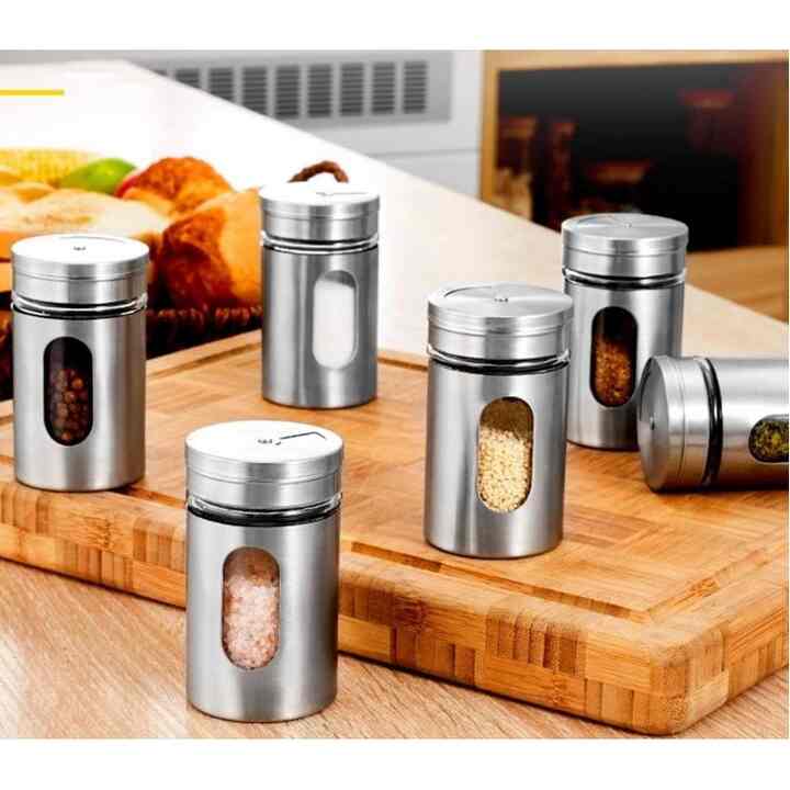 Botol Bumbu Stainless Kaca