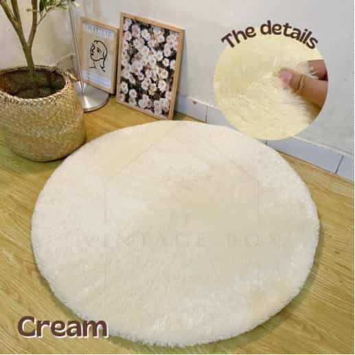 Karpet Bulu Bulat D 100cm, Cream