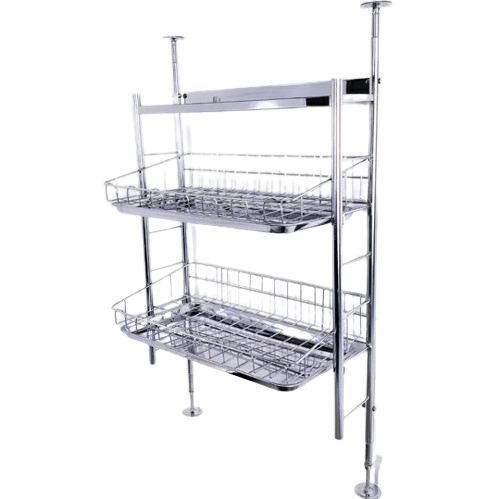 突っ張り 水切りラック シンク上 ステンレス ２段
