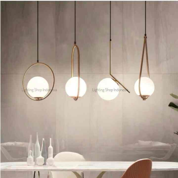 Lampu gantung gold bola kaca