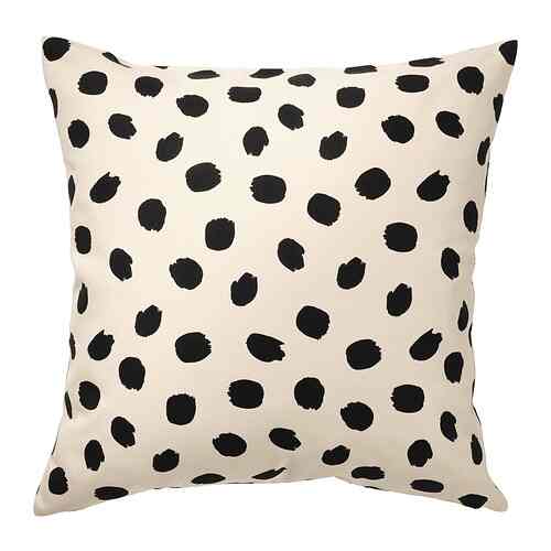 ODDNY Cushion cover, off-white/dot pattern black