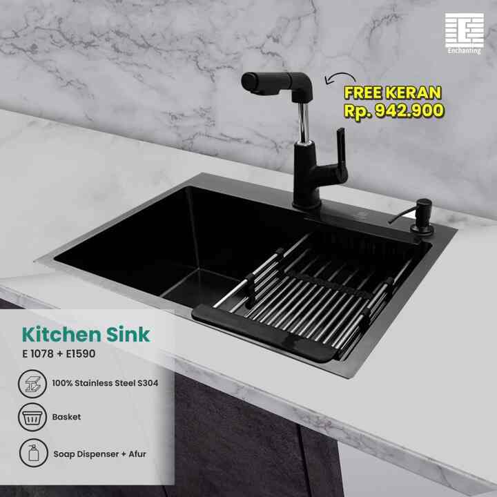 Sink Bak Cuci Piring Hitam E1078 - E1590