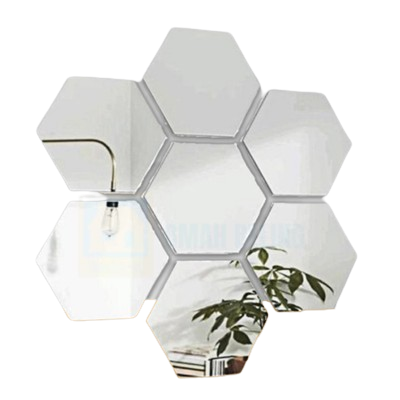 7Pcs Stiker Cermin Segi Enam