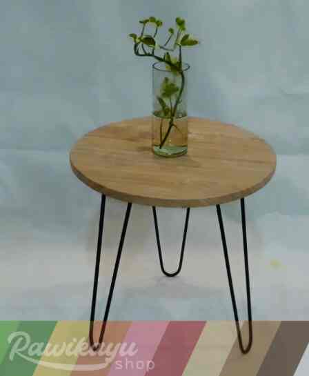 Meja Bulat Minimalis - 40x40 T40 Hitam