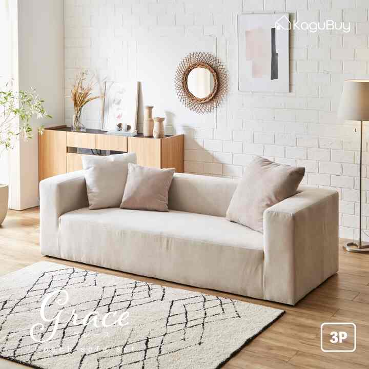 ローソファ 3人掛け ワイド クッション付