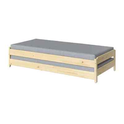 UTÅKER Stackable bed with 2 mattresses, pine/ågotnes firm, 80x200 cm