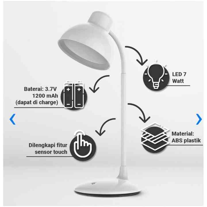 lampu meja belajar LED 7 watt, 3 warna