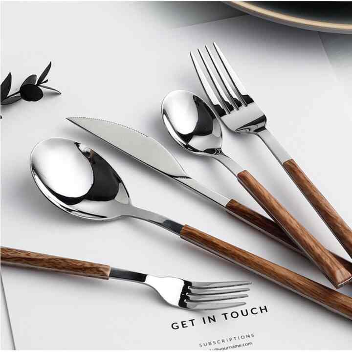 sendok garpu stainless korea wood