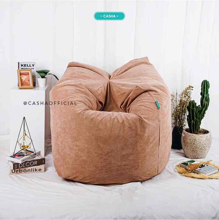  Round Bean Bag, Warna Cream
