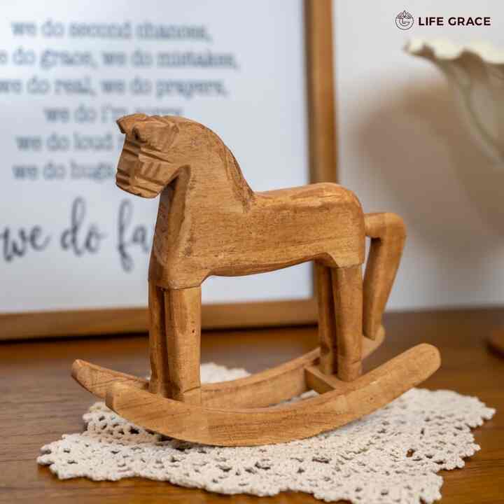 木製 木馬 オブジェ ロッキングホース