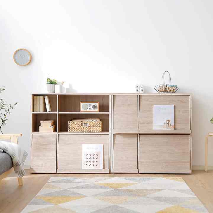 ディスプレイ収納ラック フラップ扉付き【3colors】