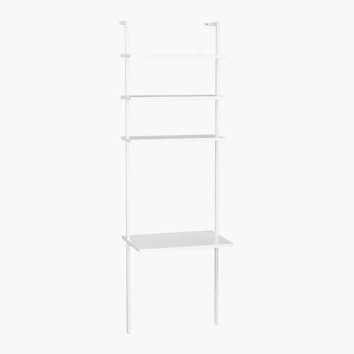 Stairway White Wall Mount Desk with Shelves