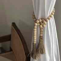 タッセル付きウッドビーズ カーテンタッセル