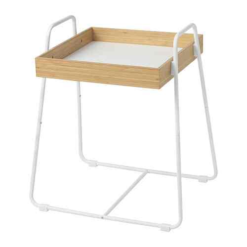 SVENARUM Meja samping, bambu/putih, 39x51 cm