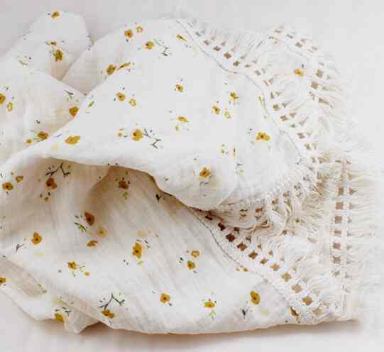 Fringe Tassel Muslin Blanket