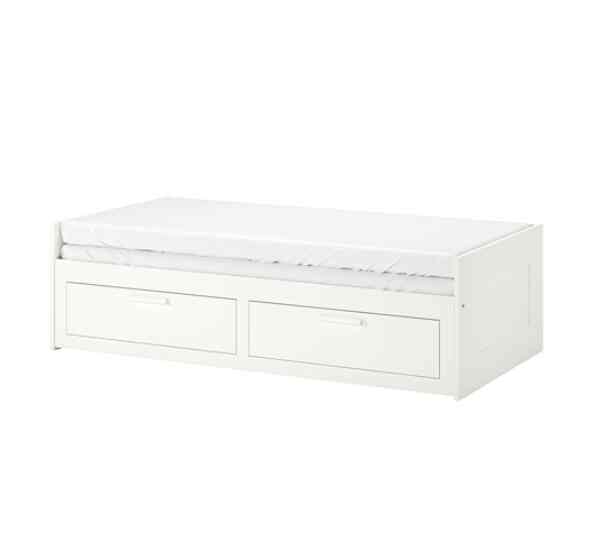 BRIMNES, Rangka dipan dengan 2 laci, putih, 80x200 cm
