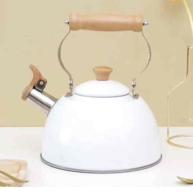 Kettle Simple White Wood Handle