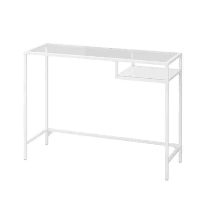 VITTSJÖ Meja laptop, putih/kaca