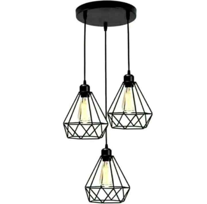 Kap Lampu Gantung Besi 3 In 1 hias