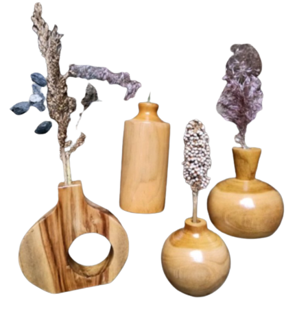 VAS BUNGA KAYU JATI ASLI POT BUNGA